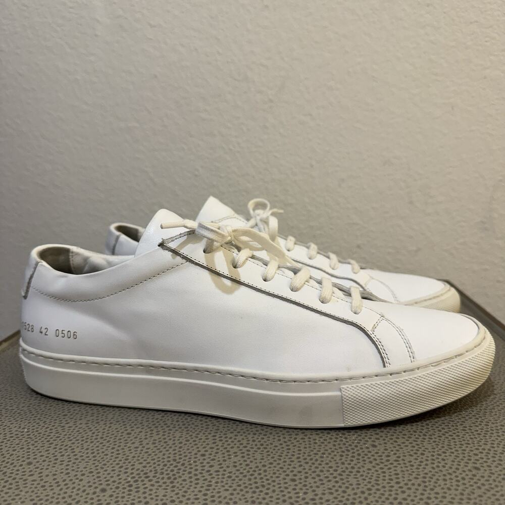 Common Projects Achilles low 42- White Leather Low Sneakers Men's EU 42- 9.5 US